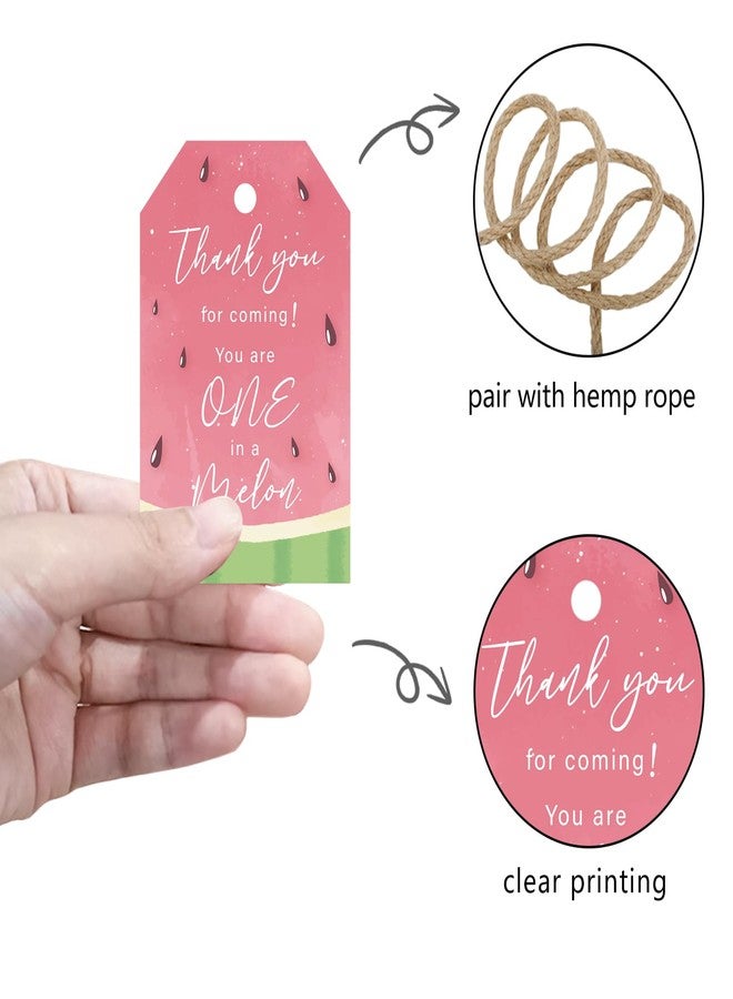 Aukolass 50PCS Watermelon Thank You Tags, Thanks a Melon Gift Tag with String for Summer Watermelon First Birthday, Sweet Fruit Present Labels for One in a Melon Party Favors (Melon Style) - Image 3